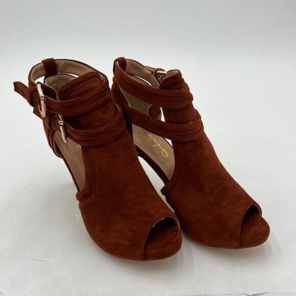 XYD Women Peep Toe Ankle Bootie High Heels Buckled Double Straps Cutout Fashion - Picture 3 of 7